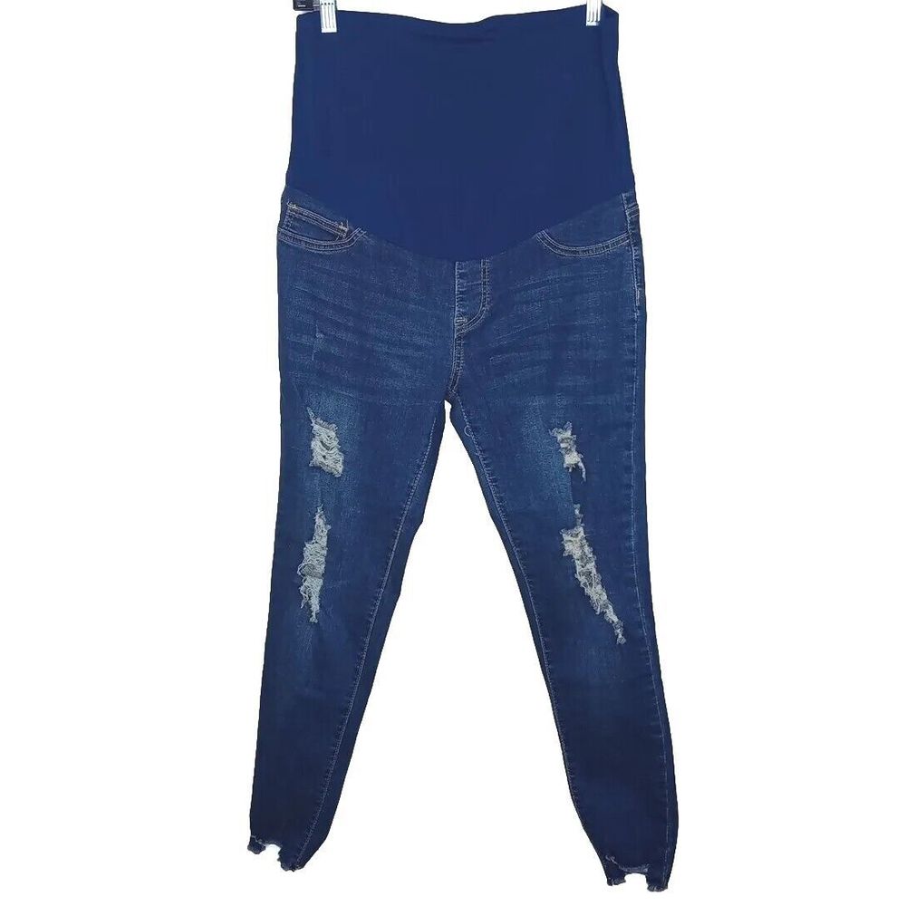 Shein Maternity Jeans Womens Size M Ripped Skinny Stretchy Denim Pant Distressed